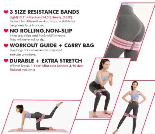 Hip Resistance Bands Set Fabric Soft for Legs and Butt
