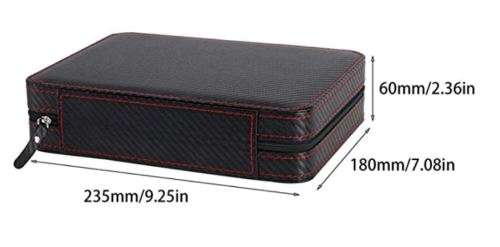 8 Slots Portable Watch Box Carbon Fiber Watch Case Durable Travel Case Storage Organizer - Black