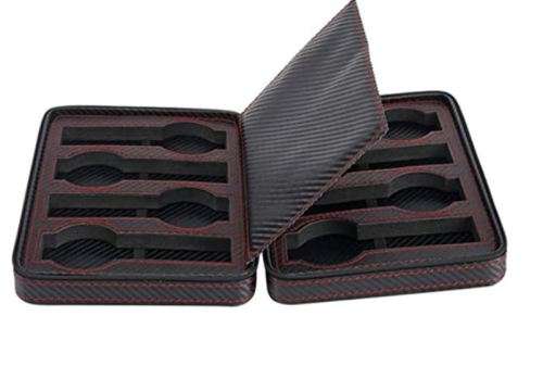 8 Slots Portable Watch Box Carbon Fiber Watch Case Durable Travel Case Storage Organizer - Black