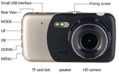 Dash Cam with Wide Angle and Dual Camera Reversing Recorder Car DVR