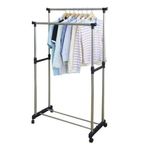 Adjustable Double Pole Stainless Steel Clothes Rack