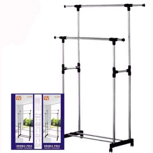 Adjustable Double Pole Stainless Steel Clothes Rack