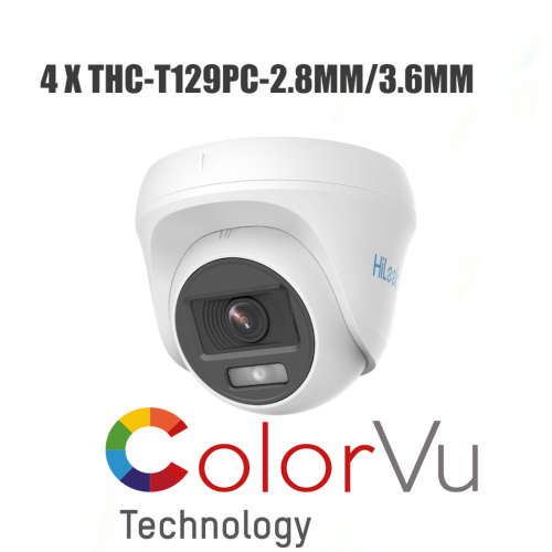Hilook 1080P 4CH DVR and 4 x ColorVu Dome Cameras and 500gb HDD CCTV Kit