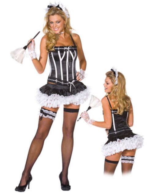 French Maid Lace Garter (Black & White)