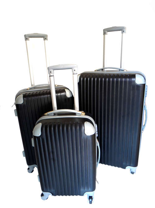 Set of 3 Suitcases Travel Trolley Luggage, ABS with Universal Wheels - Travel in Style - BLACK
