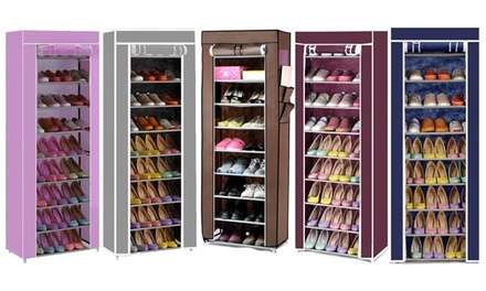 Nine-Tier Shoe Storage Rack - Choose from Purple, Pink, Brown, Grey or Blue Color