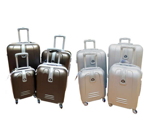 Set of 4 Suitcases Travel Trolley Luggage, ABS with Universal Wheels- Choose from Coffee or Silver