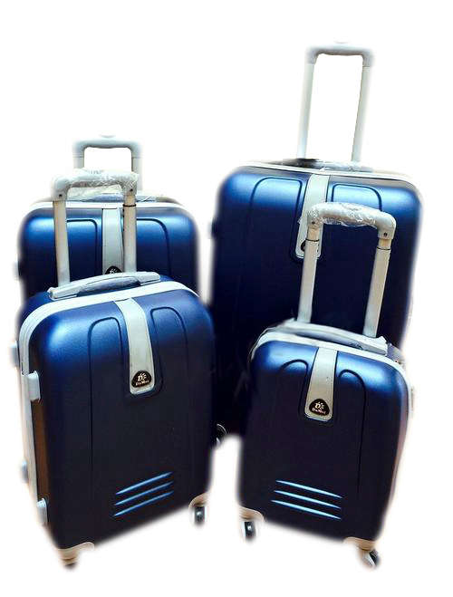 Set of 4 Suitcases Travel Trolley Luggage ABS Universal Wheels Travel in Style - Blue