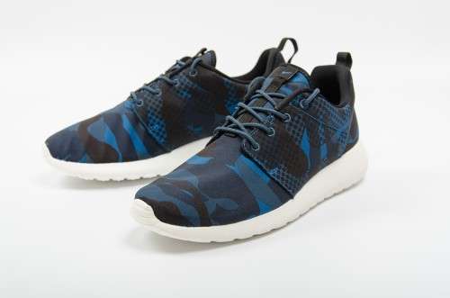 Original Mens NIKE Roshe ONE PRINT - 655206 404 -  Blk / Sqdrn Blue / Obsidian