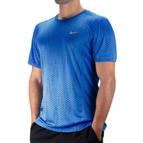 Original Mens Nike Dri-FIT Miler Fuse Running Shirt Light Photo Blue/ 717803-406 - Size Medium