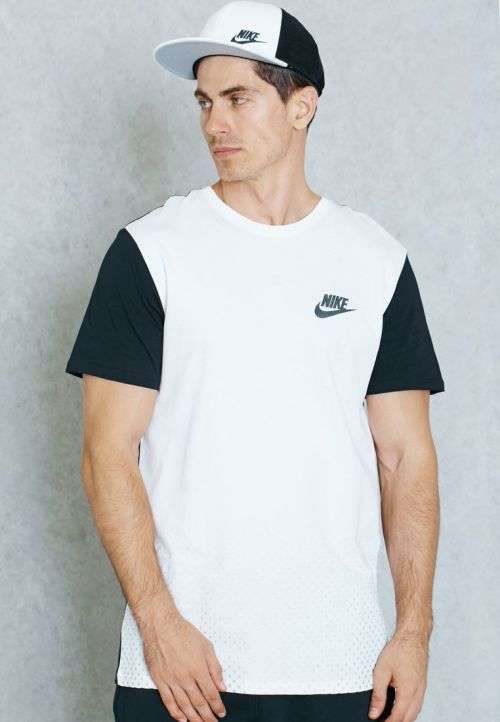 Original Mens Nike Air Tee Sportswear Advance 15 Tee - White/Black - 804987 100 Size Large