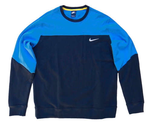 Original Mens Nike Sweat Shirt Front Zipper Pocket Black & Blue 895138 451 Size Large