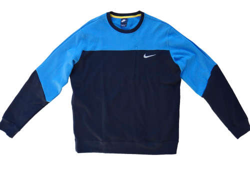 Original Mens Nike Sweat Shirt Front Zipper Pocket Black & Blue 895138 451 Size Large