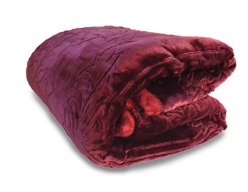 New Arrivals Super Soft 3 PLY Heavy Quality Mink & Embossed Blanket - Wine