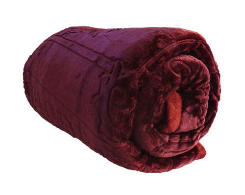 New Arrivals Super Soft 3 PLY Heavy Quality Mink & Embossed Blanket - Wine