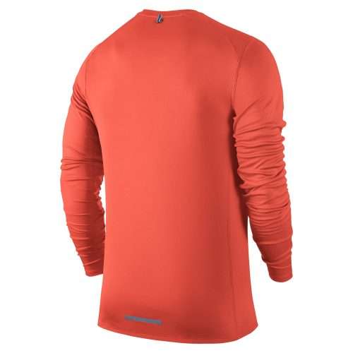 Original Mens NIKE DRY MILER RUNNING Long Sleeve SHIRT ORANGE- 683570 842 Large