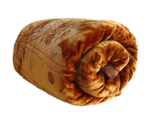 New Arrivals Super Soft 3 PLY Heavy Quality Mink & Embossed Blanket - Golden Brown