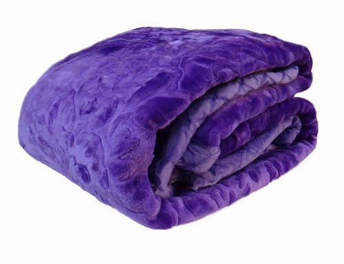 New Arrivals Super Soft 3 PLY Heavy Quality Mink & Embossed Blanket Purple Color
