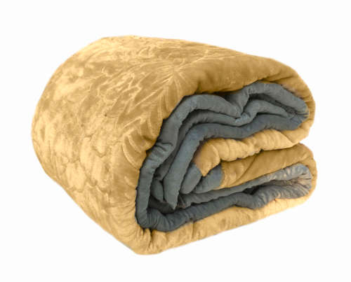 New Arrivals Super Soft 3 PLY Heavy Quality Mink & Embossed Blanket - Light Gold