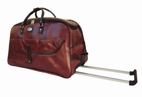 Set of 3 Quality Duffle Luggage Bags with Roller Wheels - Brown