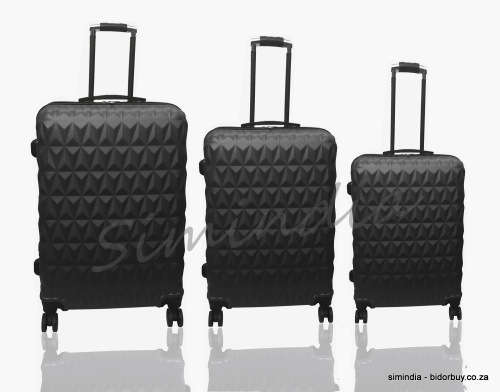 Set of 3 Suitcases Travel Trolley Luggage ABS Universal Wheels - Choose from Blue, Black & Coffee