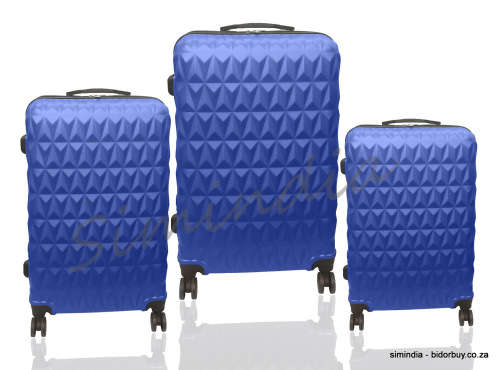 Set of 3 Suitcases Travel Trolley Luggage ABS Universal Wheels - Blue Color