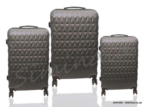 Set of 3 Suitcases Travel Trolley Luggage ABS Universal Wheels - Coffee/Brown Color