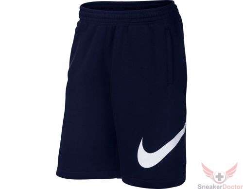 Original Mens Nike Club SHORTS Training SWEAT Exploded Swoosh 826432 475 Dark BLUE Size Medium