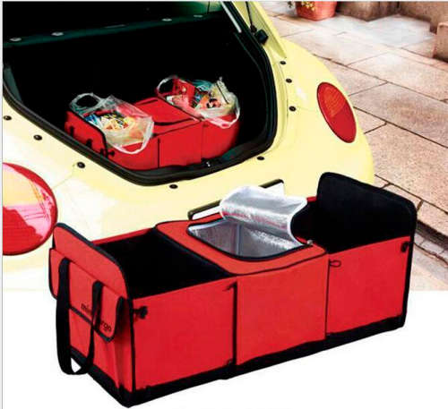 Auto Trunk Organizer with Cooler Bag Multi Durable Collapsible Compartment Cargo Storage Bag for Car