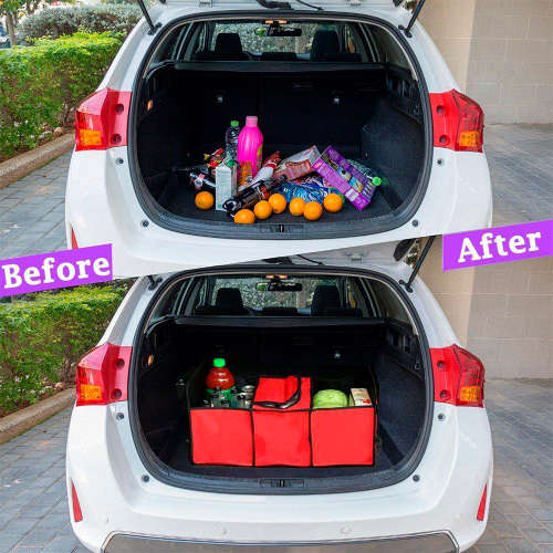 Auto Trunk Organizer with Cooler Bag Multi Durable Collapsible Compartment Cargo Storage Bag for Car