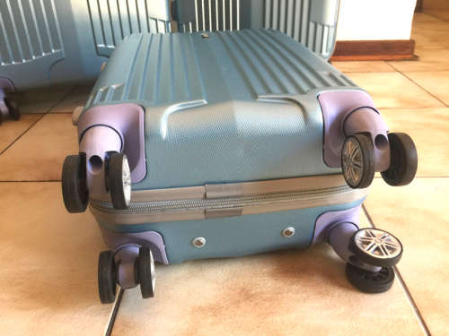 Set of 3 Suitcases Travel Trolley Luggage ABS Universal Wheels - Light Blue Color