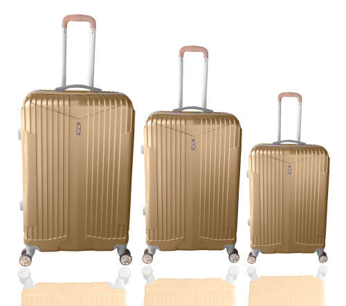 Set of 3 Suitcases Travel Trolley Luggage ABS Universal Wheels - Gold Color
