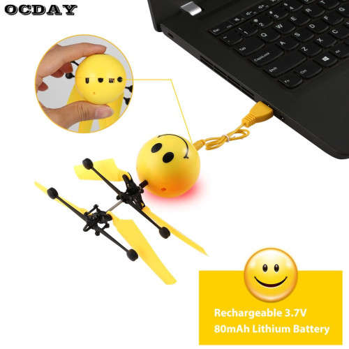 New Arrival Emoji Flying Ball Flashing Infrared Induction Helicopter Flash