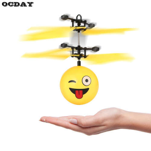 New Arrival Emoji Flying Ball Flashing Infrared Induction Helicopter Flash