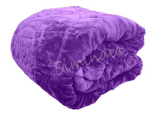 New Arrivals Super Soft 3 PLY Heavy Quality Mink & Embossed Blanket - Purple