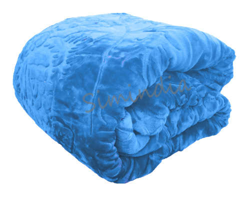 New Arrivals Super Soft 3 PLY Heavy Quality Mink & Embossed Blanket - Blue