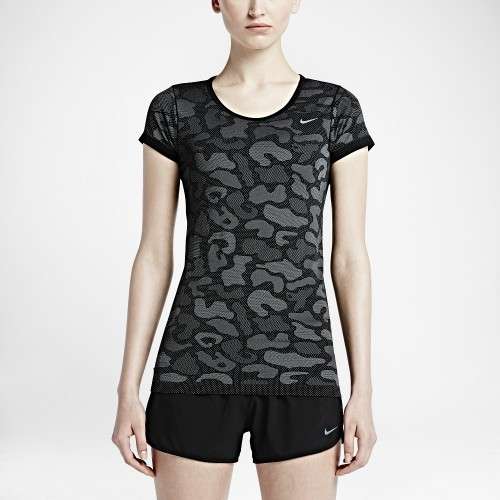 Original NIKE Running DRI-FIT KNIT CONTRAST T-SHIRT black 685659 010 Size Medium