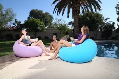 Bestway Single flocking Inflatable sofa lounge chair Dims 112 x 112 x 64 cm (assorted colors)