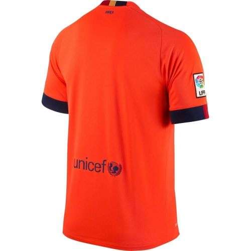 Original Mens Nike FC Barcelona '14 Away Authentic Stadium Jersey Orange 610595 672 Size XXL