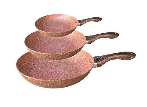 3pc Frying Pan Marble Coated Set - Assorted Colors (20, 24 & 28 cm)