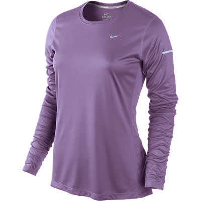 Original Womens NIKE Miler Long Sleeve Top Violet 519833 522 Size Large