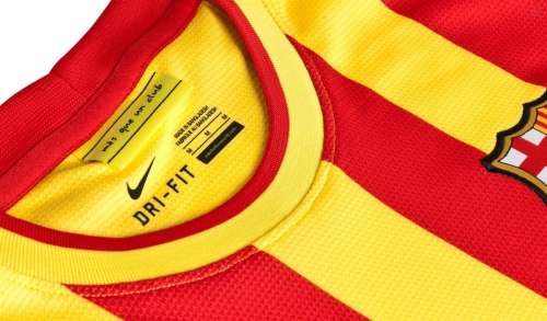 Original Mens Nike FC BARCELONA '14 AWAY SOCCER JERSEY (RED/YELLOW) 532823 703 Size XL