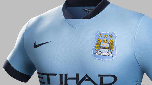 Original Mens Nike MANCHESTER CITY HOME STADIUM 2014/2015 SOCCER JERSEY 611050 489 Size XL