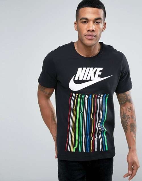 Original Mens Nike INTERNATIONAL PRINT T-SHIRT BLACK 847443 010 Size XL