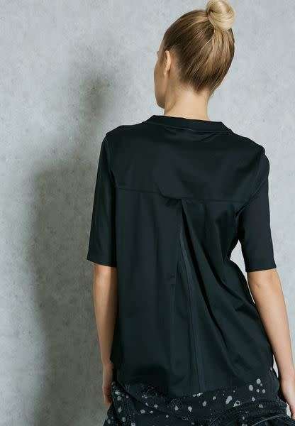 Original Womens NIKE Sportswear Bonded Women's Half Sleeve Top Black 829755 010 Size Small