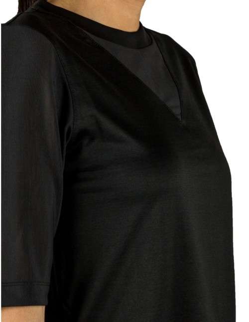 Original Womens NIKE Sportswear Bonded Women's Half Sleeve Top Black 829755 010 Size Small