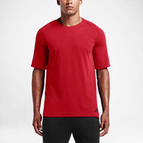 Original Nike Mens Sportswear Bonded Knit T-Shirt In Red 805122 657 Size Extra Large