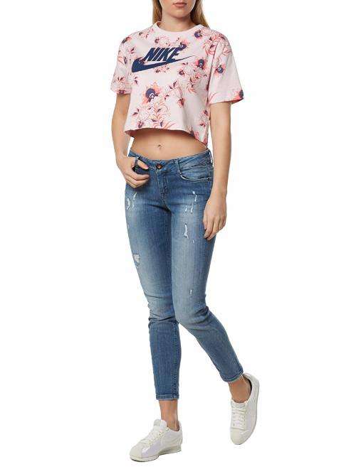 Original Womens NIKE Sportswear CROP Top SS Floral TEE Barely Rose 943334 699 Size Medium