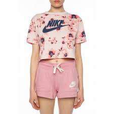 Original Womens NIKE Sportswear CROP Top SS Floral TEE Barely Rose 943334 699 Size Medium