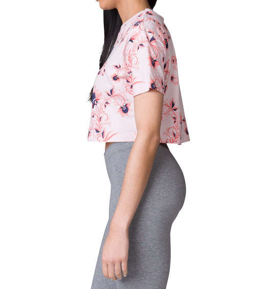 Original Womens NIKE Sportswear CROP Top SS Floral TEE Barely Rose 943334 699 Size Medium
